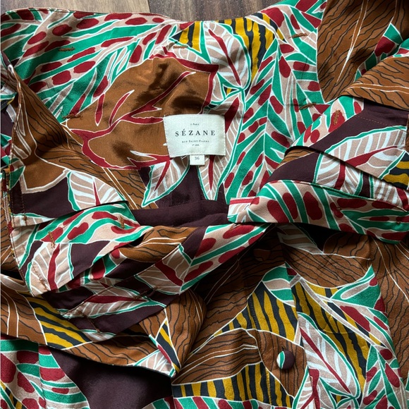 EUC Sezane Silk Amandine Skirt in Brown Botanical - Picture 5 of 5